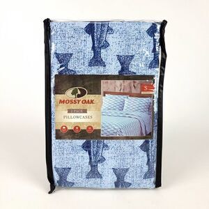 Mossy Oak 2 Pack Standard Pillowcases 20 x 30” Blue Fish Salmon Cabin Lodge